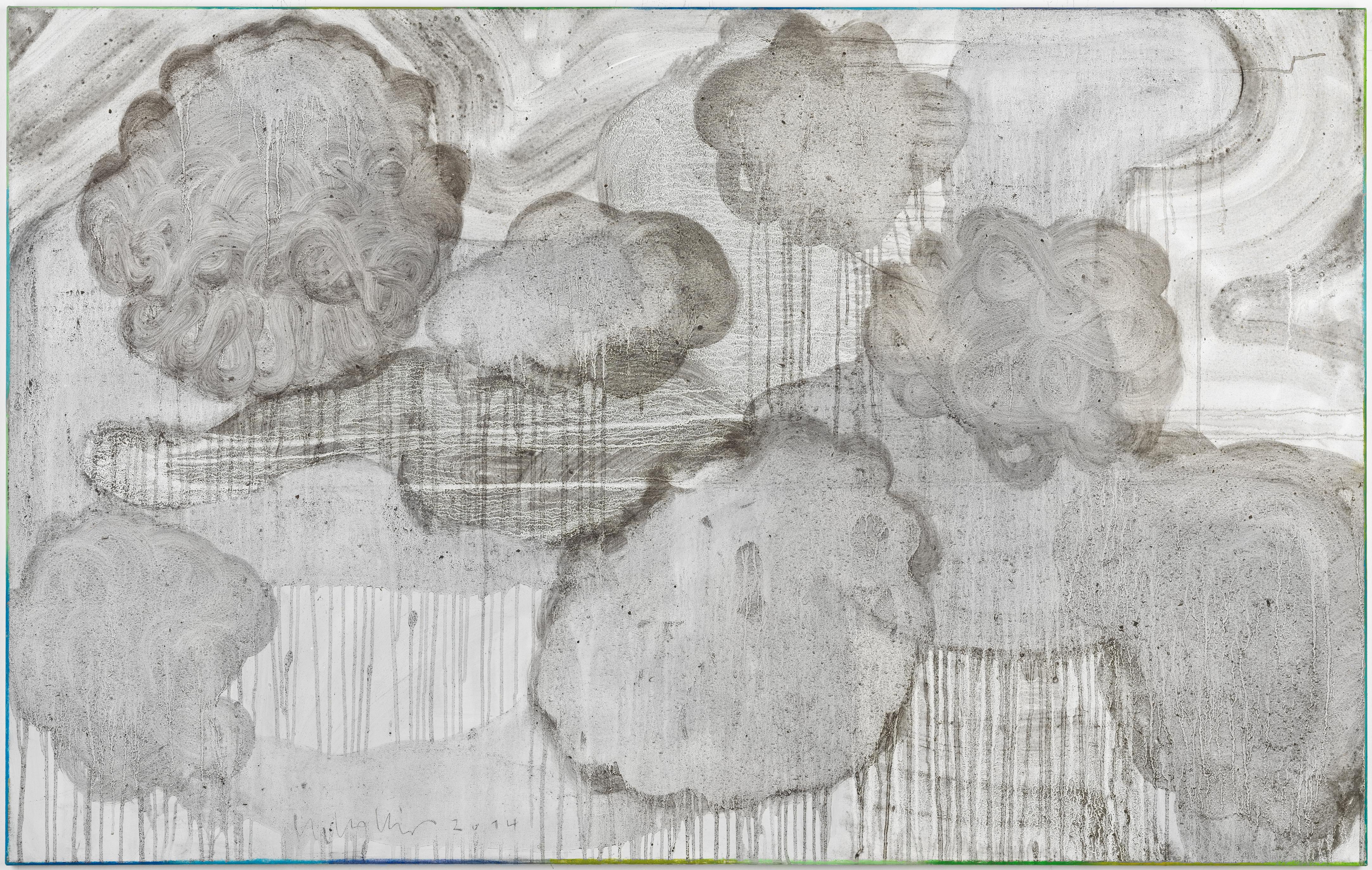 Clouds 2 // Asche in Eitempera auf Leinwand // 100 x 160 cm // 2014